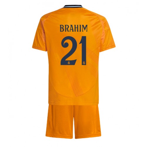 Fotballdrakt Barn Real Madrid Brahim Diaz #21 Bortedraktsett 2024-25 Kortermet (+ Korte bukser)